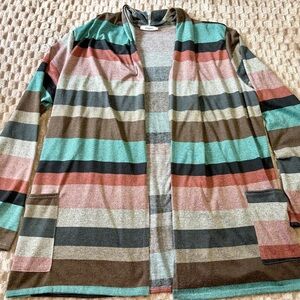 Striped Multicolor Open Cardigan